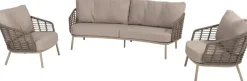 4 Seasons Outdoor stoel-bank loungeset puglia 3-zits latte