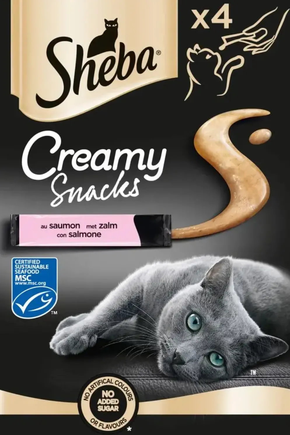 Sheba Creamy Snacks zalm 4st, 48g