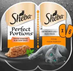 Sheba Perfect Portions kalkoen in saus multipack 6 x 37,5g