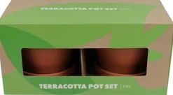 Terracotta Pot Set met Bieslook- en Basilicumzaden – 13,5 x 13,5 x 12,5 cm