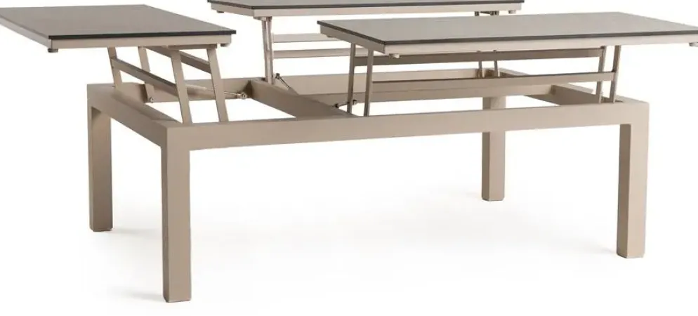 Tierra Outdoor bijzettafel flip-up coffee table trespa ophira 120x80x43cm champagne