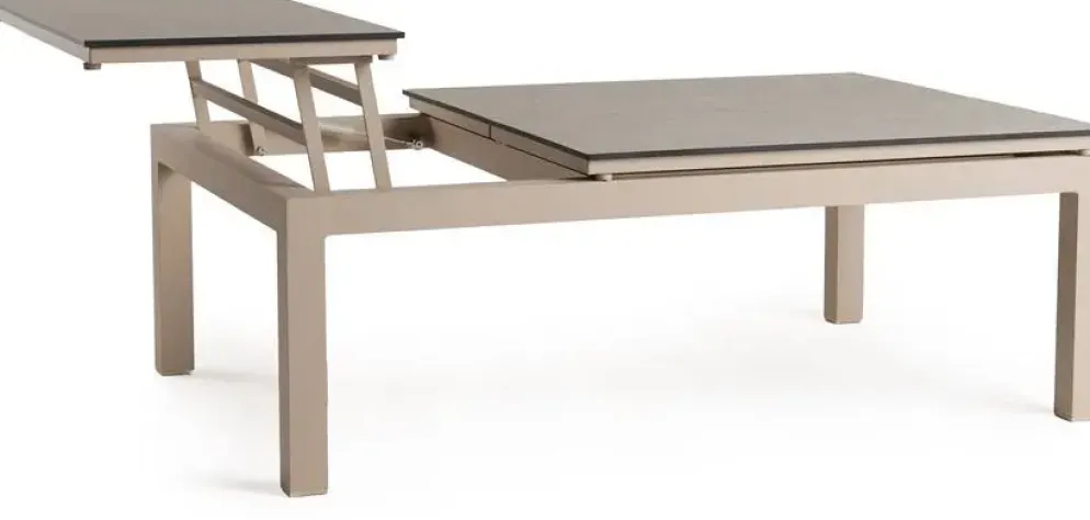 Tierra Outdoor bijzettafel flip-up coffee table trespa ophira 120x80x43cm champagne