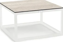 Tierra Outdoor lounge tuintafel rio travertin trespa 60x60x35cm crème white