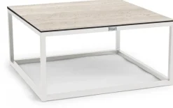 Tierra Outdoor lounge tuintafel rio travertin trespa 80x80x40cm crème white