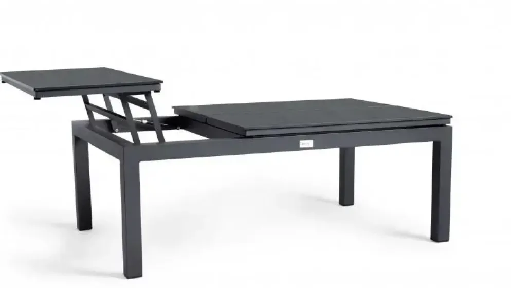 Tierra Outdoor lounge tuintafel flip-up graphite trespa 120x80x43cm charcoal
