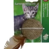 Touwbal met Veren – 5,5 cm – Bruin