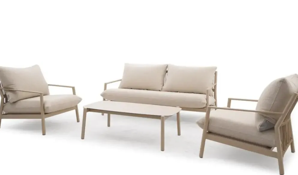 Trestino stoel-bank loungeset masiera 2-zits champagne
