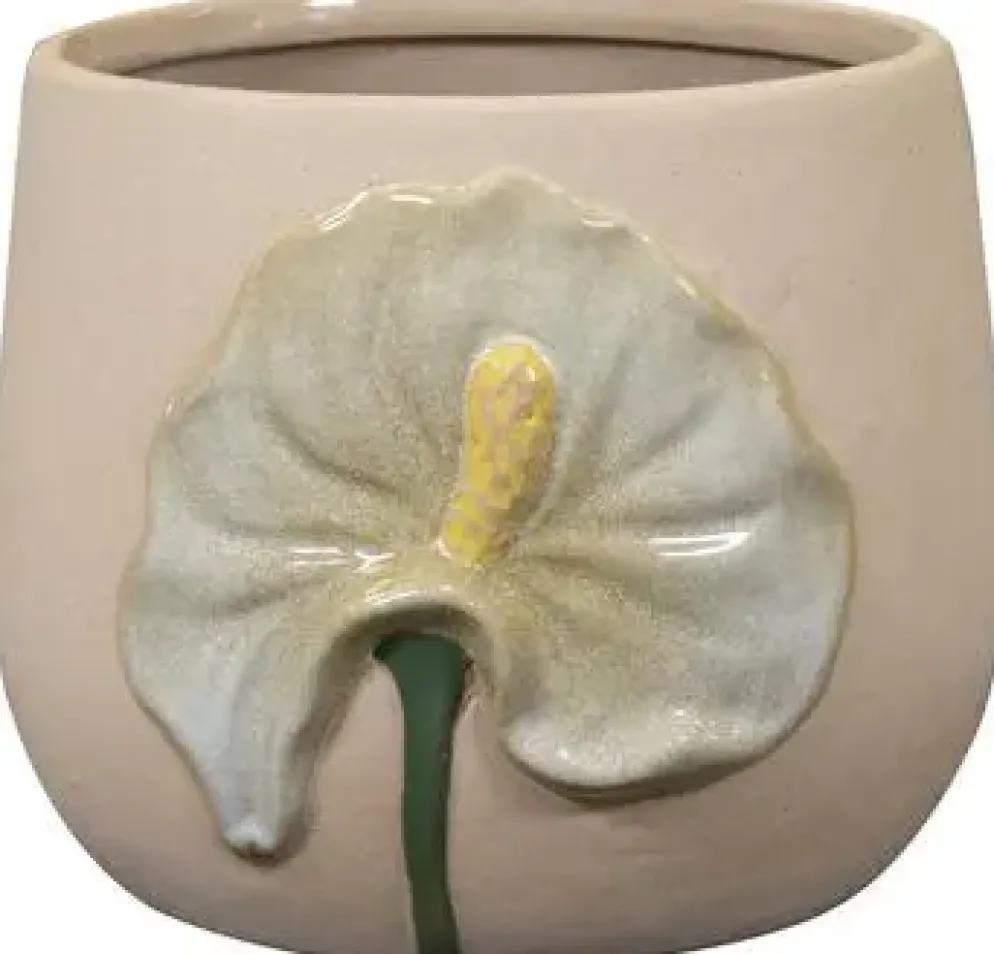 TS Collection bloempot antura keramiek 15x12cm wit