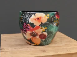 TS Collection bloempot blooming metaal 21x16cm smaragd