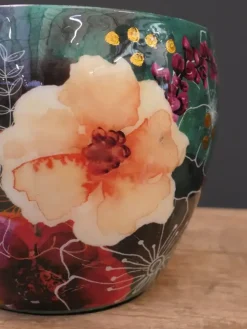 TS Collection bloempot blooming metaal 21x16cm smaragd
