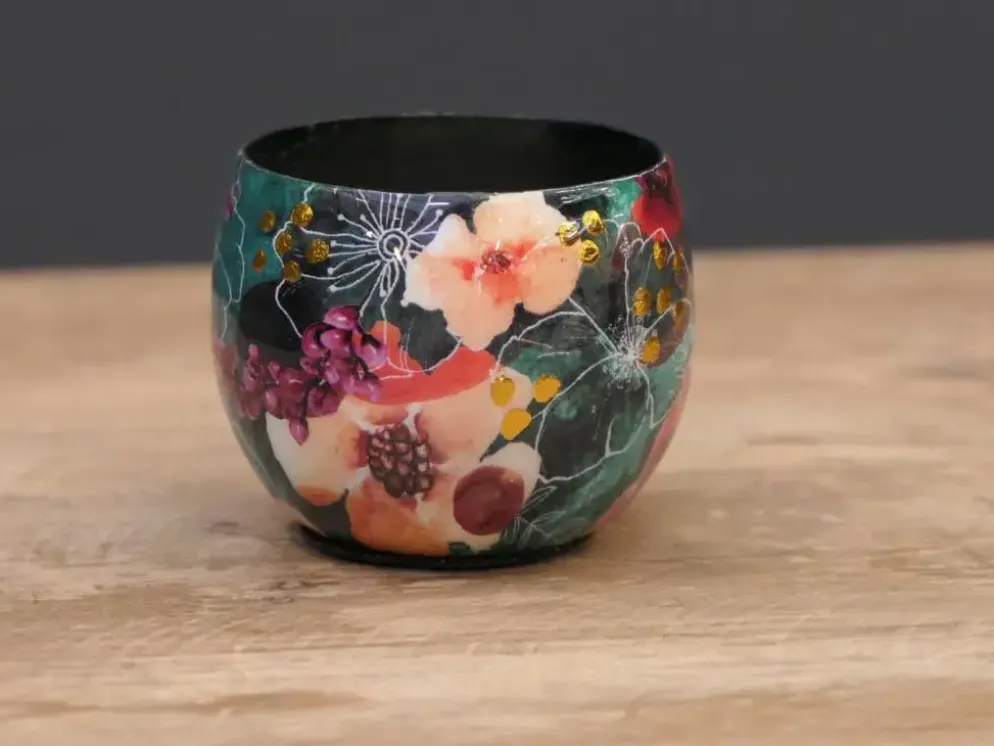 TS Collection bloempot blooming metaal 7x6cm smaragd