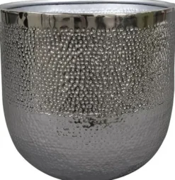 TS Collection bloempot kristy metaal 20x18cm zilver