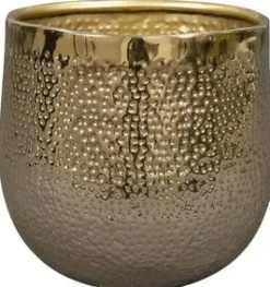 TS Collection bloempot kristy metaal 9x9cm goud