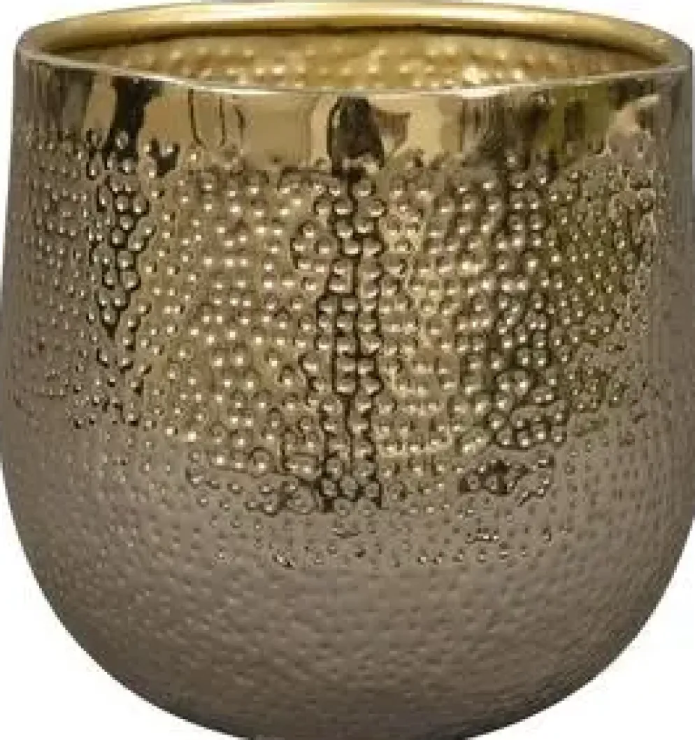 TS Collection bloempot kristy metaal 9x9cm goud