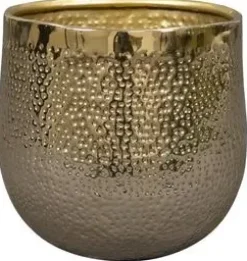 TS Collection bloempot kristy metaal 7x7cm goud