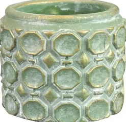 TS Collection bloempot kunststof, steen 8x7cm groen