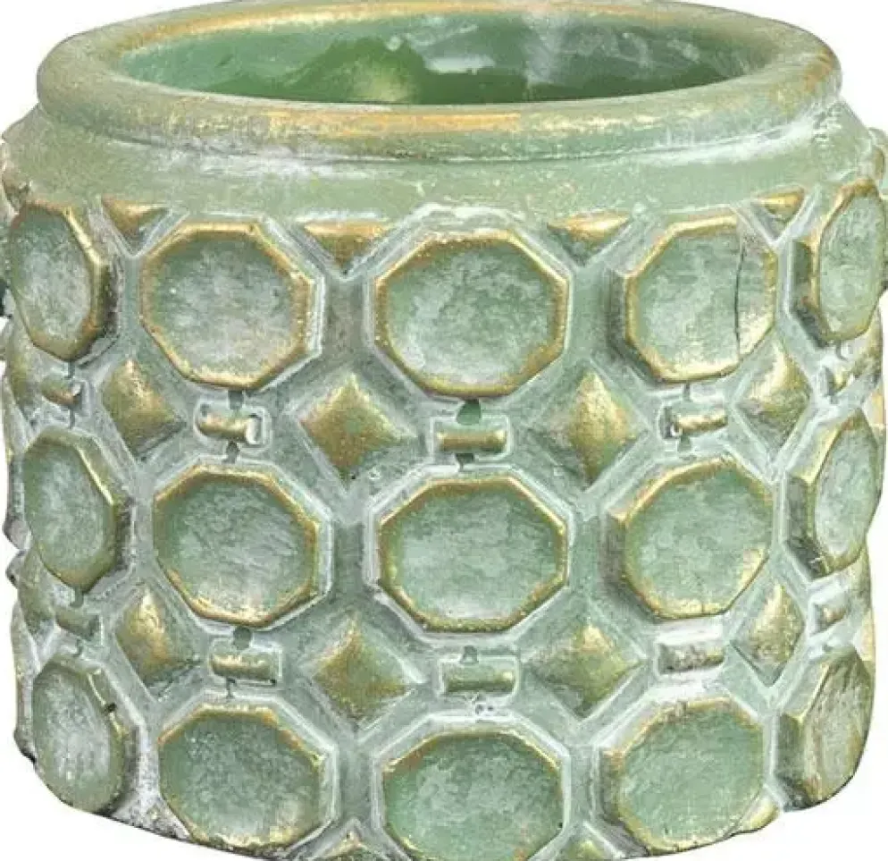 TS Collection bloempot kunststof, steen 8x7cm groen