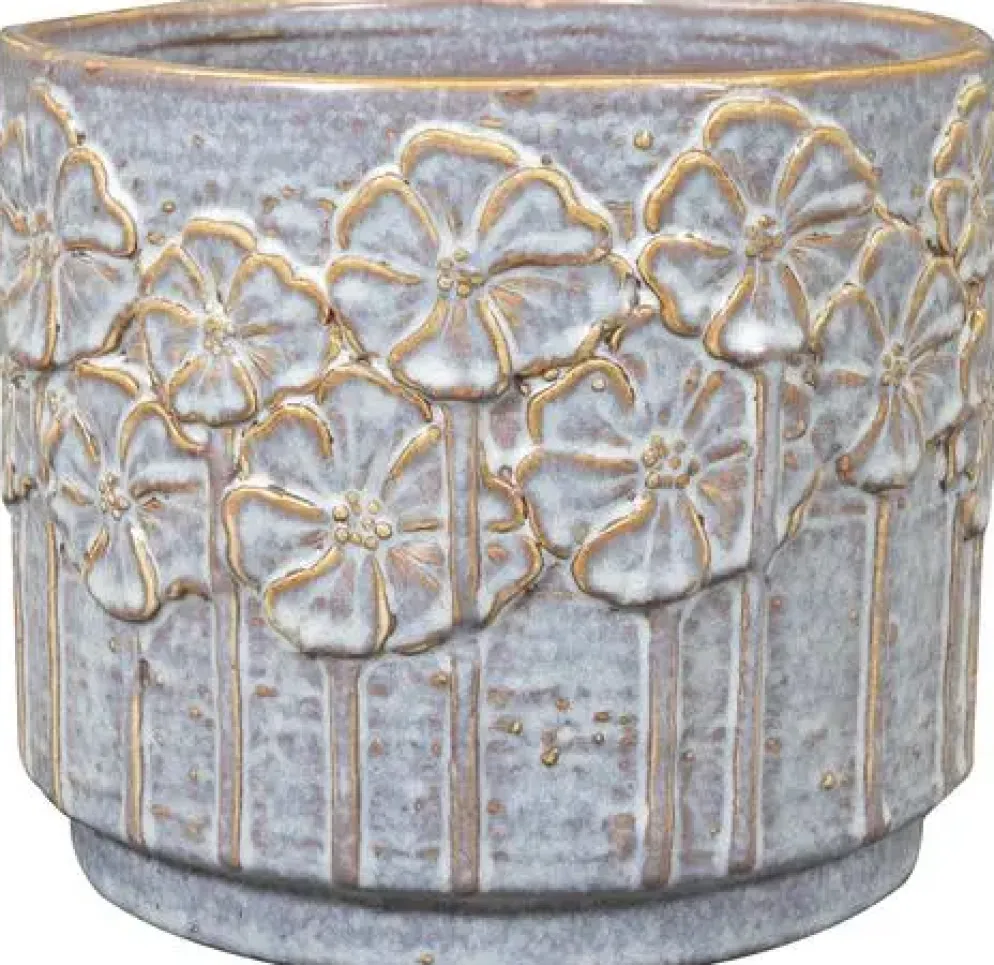 TS Collection bloempot lilou keramiek 17x14cm ice blue