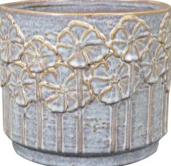 TS Collection bloempot lilou keramiek 17x14cm ice blue
