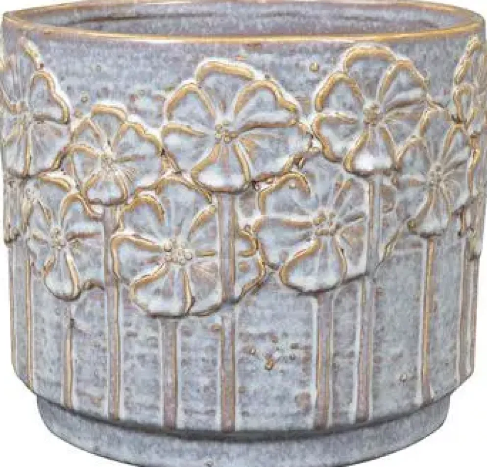 TS Collection bloempot lilou keramiek 11x9cm ice blue