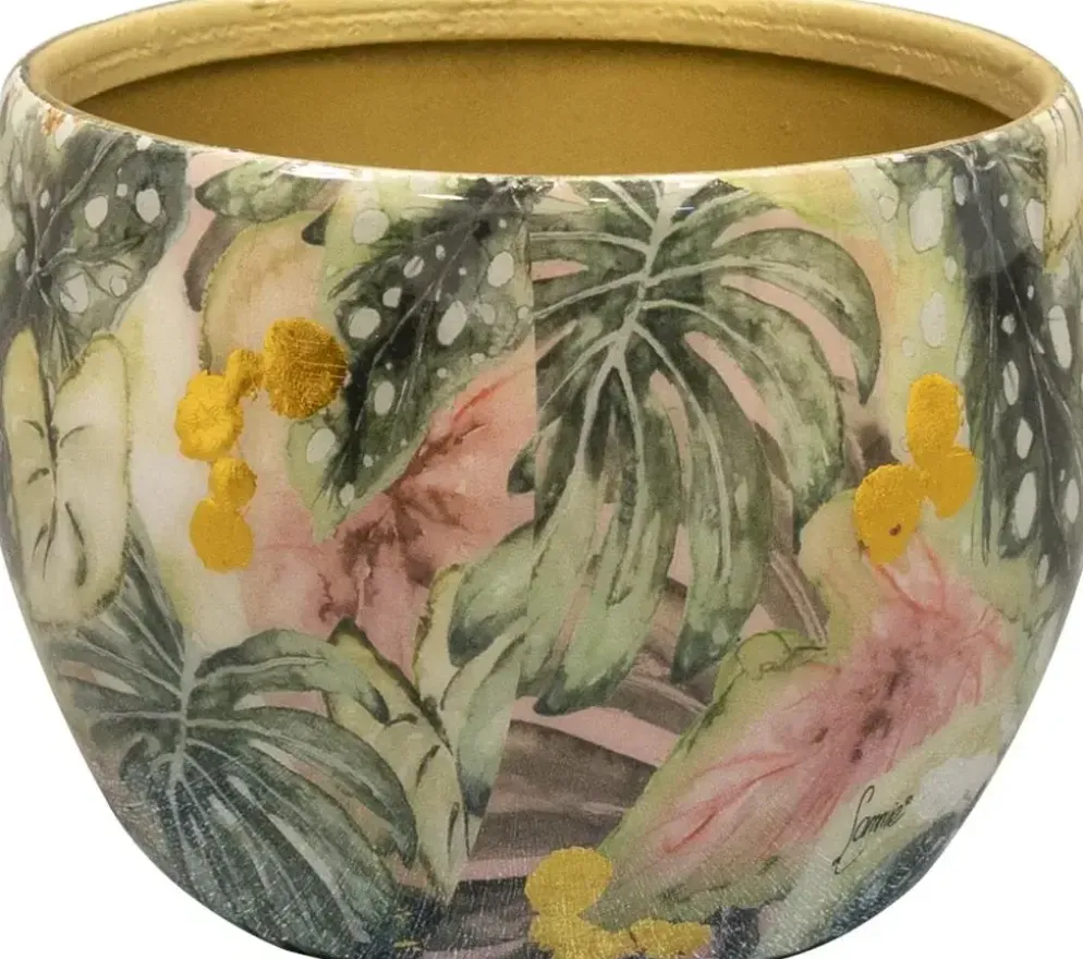 TS Collection bloempot mystery metaal 9x7cm monstera