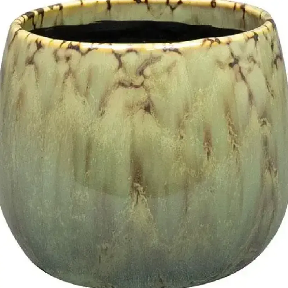 TS Collection bloempot odile keramiek 10x8cm groen