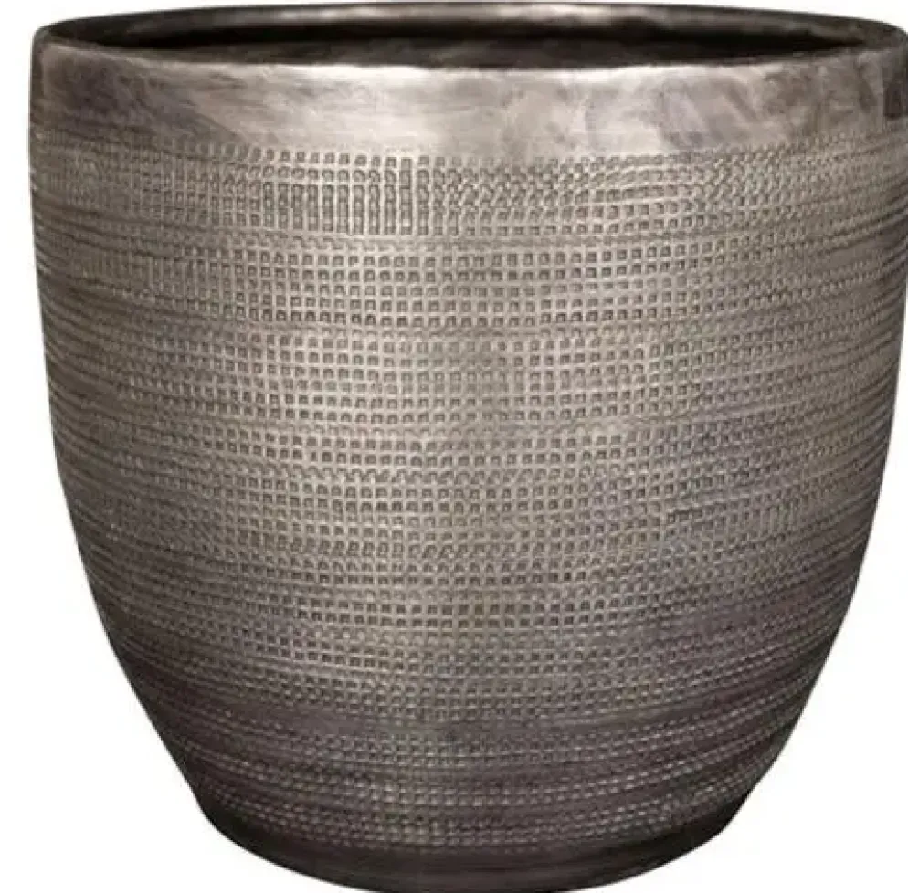 TS Collection bloempot rowen metaal 17x15cm lead