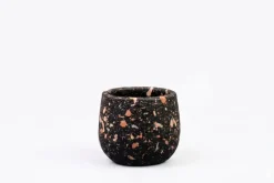 TS Collection bloempot tina steen 8x7cm terrazo black