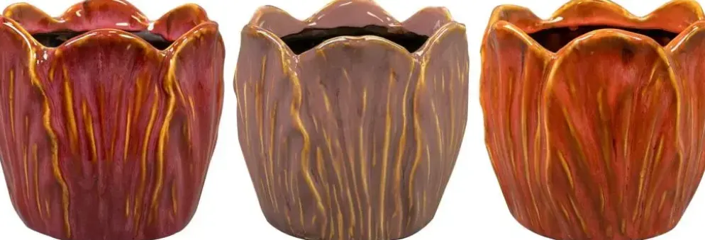 TS Collection bloempot tulp keramiek 15x14cm multi