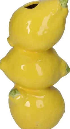 Vaas citroen fijn aardewerk geel 10,5x8,5x19,5cm