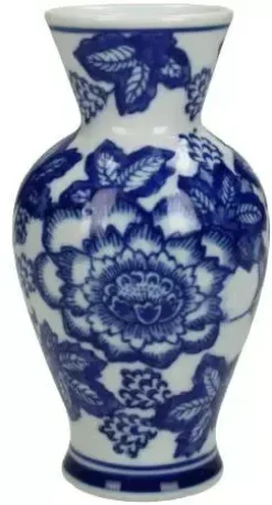 Vaas porselein delfts blauw, wit 9x9x15,5cm