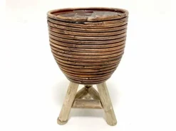 Van der Leeden Mandwerk BV bloempot rotan d18h28cm bronze