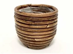 Van der Leeden Mandwerk BV bloempot rotan d7h8cm bronze