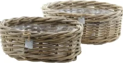 Van der Leeden Mandwerk BV bloemenmand rotan 32x44x15cm grijs