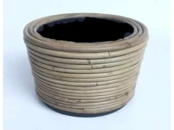 Van der Leeden Mandwerk BV drypot rotan d19h12cm grijs