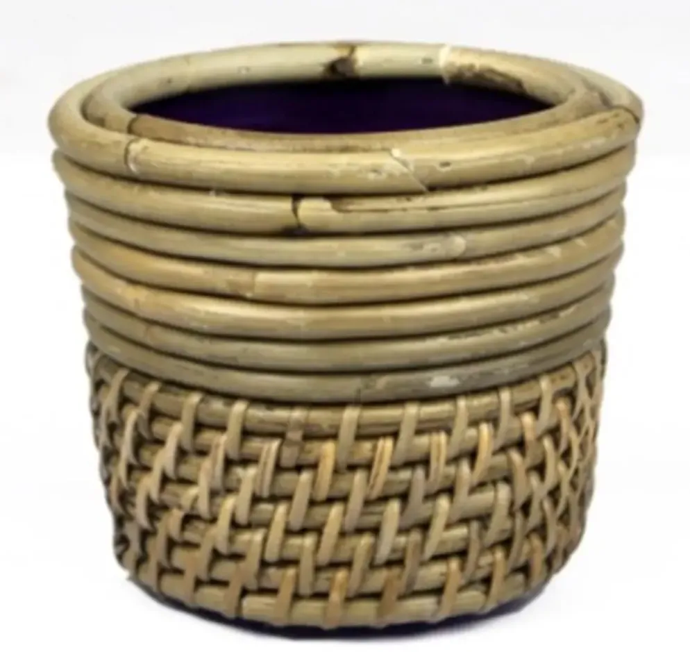 Van der Leeden Mandwerk BV drypot rotan lombok d14h12cm grijs