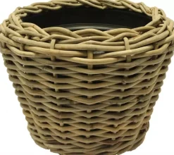 Van der Leeden Rotan Drypot grote plantenmand 57h43cm grijs