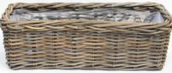 Van der Leeden Rotan plantenbak 60x23x20cm antiek grijs