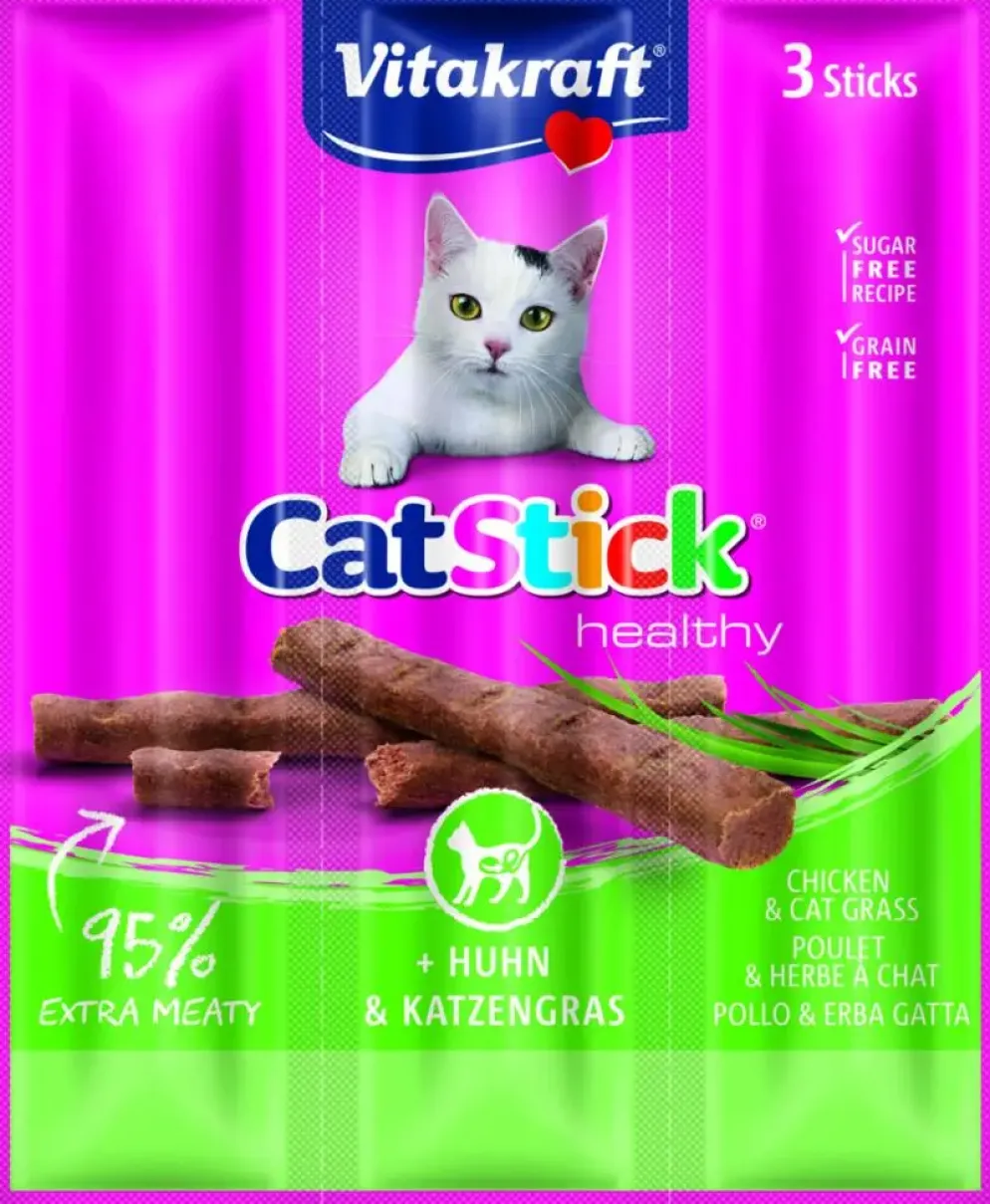 Vitakraft Cat-Stick mini kip & kattengras 18g