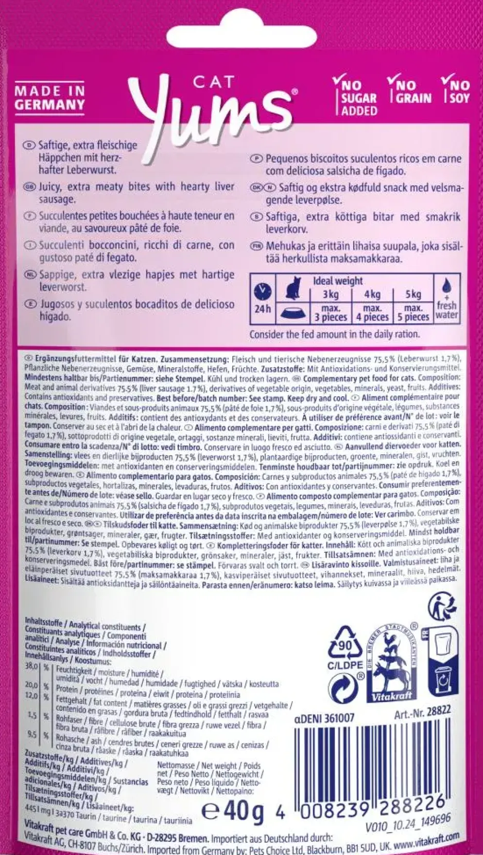 Vitakraft Cat Yums leverworst 40g