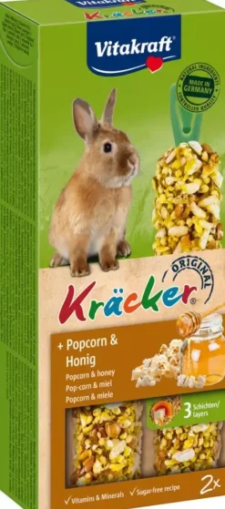 Vitakraft Kräcker dwergkonijn popcorn & honing 2-in-1