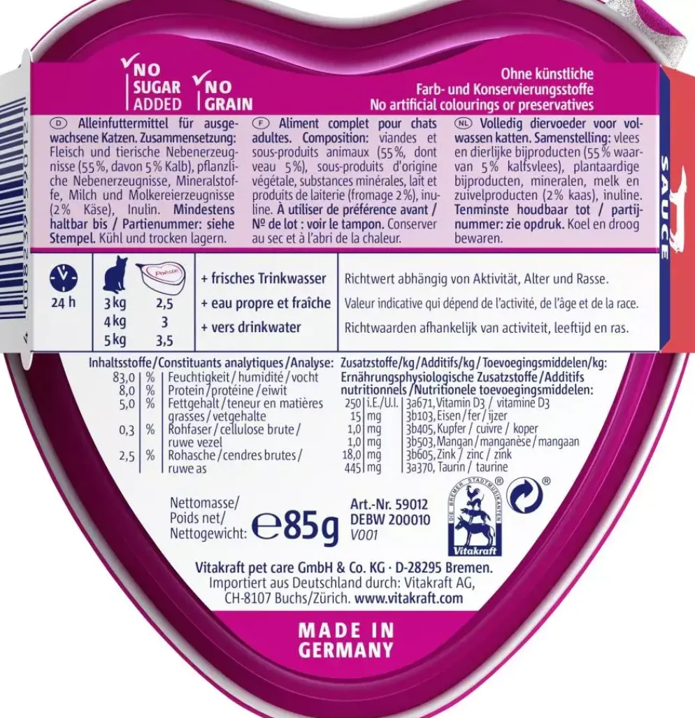 Vitakraft Poésie Création Kalfsvlees in Kaassaus 85 g