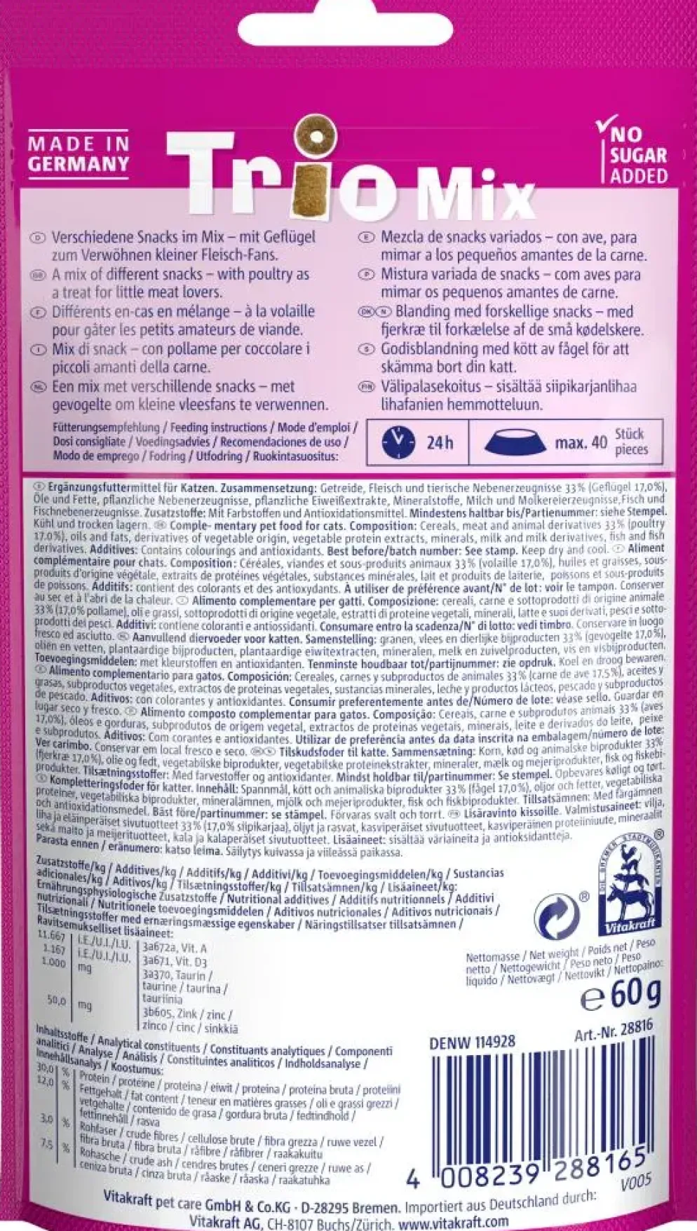 Vitakraft Trio Mix gevogelte 60g