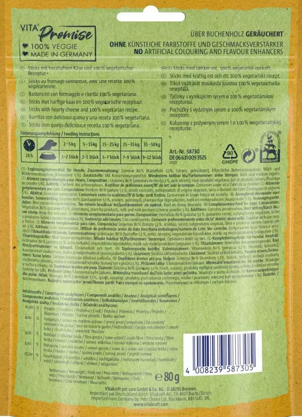 Vitakraft Vita Veggies Sticks kaas, 80g