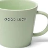 Vondels cappuccinokop keramiek good luck 9x9.5cm light green