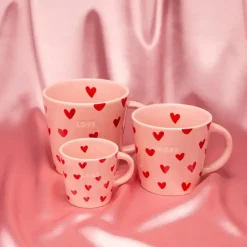 Vondels cappuccinokop keramiek amore hearts 9x9.5cm pink