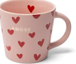 Vondels cappuccinokop keramiek amore hearts 9x9.5cm pink