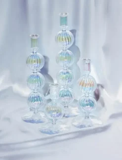 Vondels kandelaar glas bubble 9x19cm luster transparant
