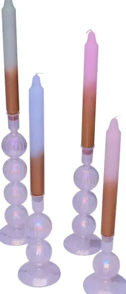 Vondels kandelaar glas bubble 9x19cm luster transparant