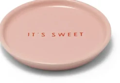 Vondels petit four bordje keramiek it's sweet 8.5x1cm pink